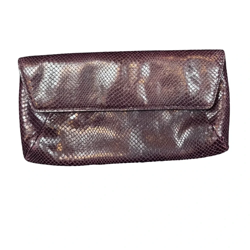 Unbranded Snakeskin Embossed Clutch Purple
